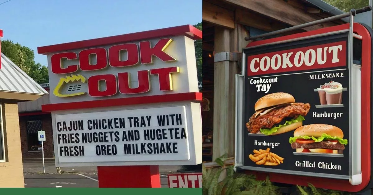 Cook Out Menu board outside the restaurant.