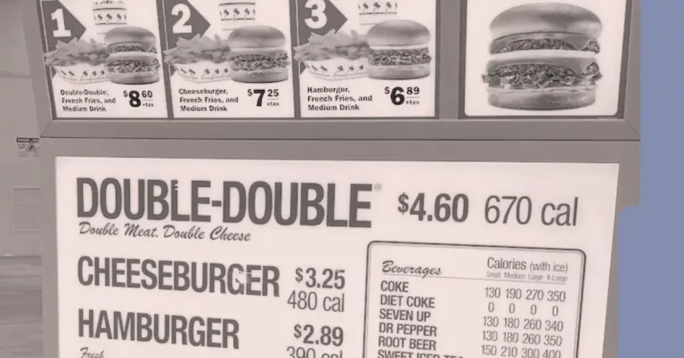 In n Out Menu Prices displayed outside.